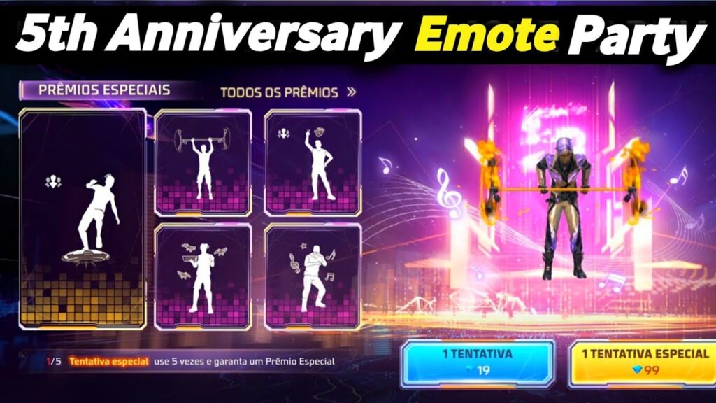 🔥NEW EMOTE PARTY EVENT CONFIRM DATE FREE FIRE😍 5TH ANNIVERSARY EMOTE PARTY EVENT