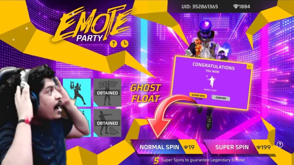 EMOTE PARTY EVENT FREE FIRE | GHOST FLOAT EMOTE | FREE FIRE NEW EVENT